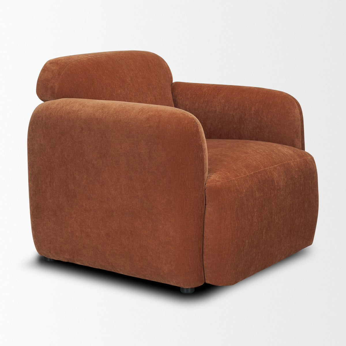 Saga Stonewashed Rust Chenille Fabric Upholstered Chair - Ornate Home
