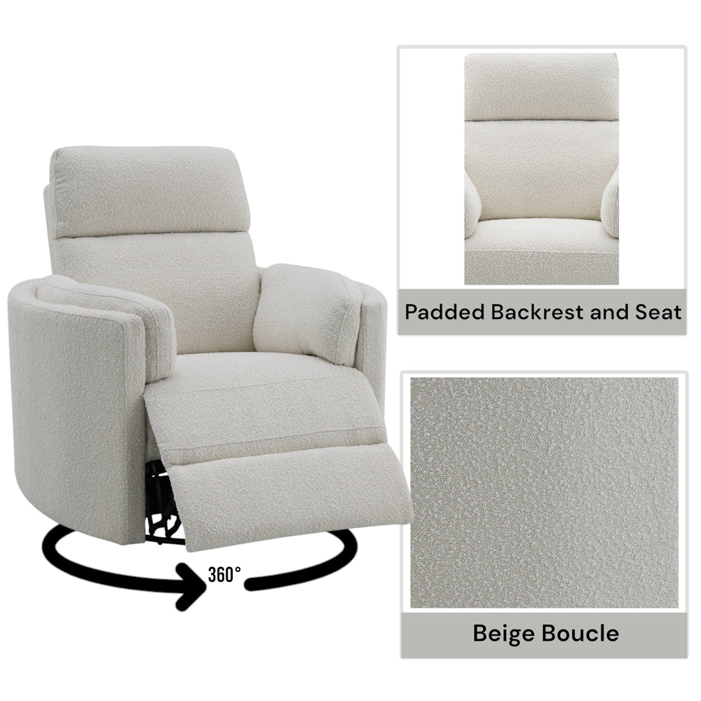 Sagen Beige Glider Recliner W/Swivel - Ornate Home