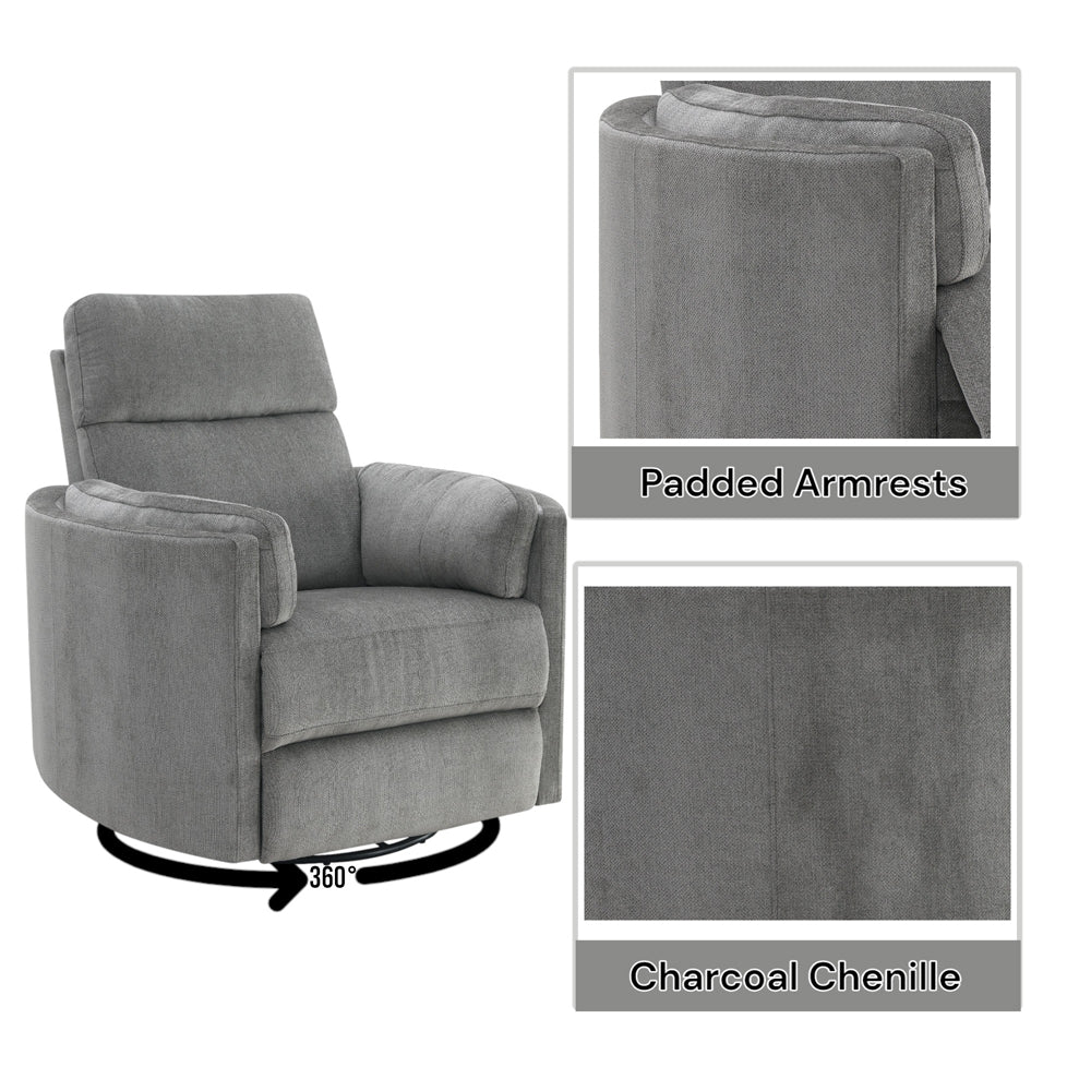 Sagen Charcoal Glider Recliner - Ornate Home