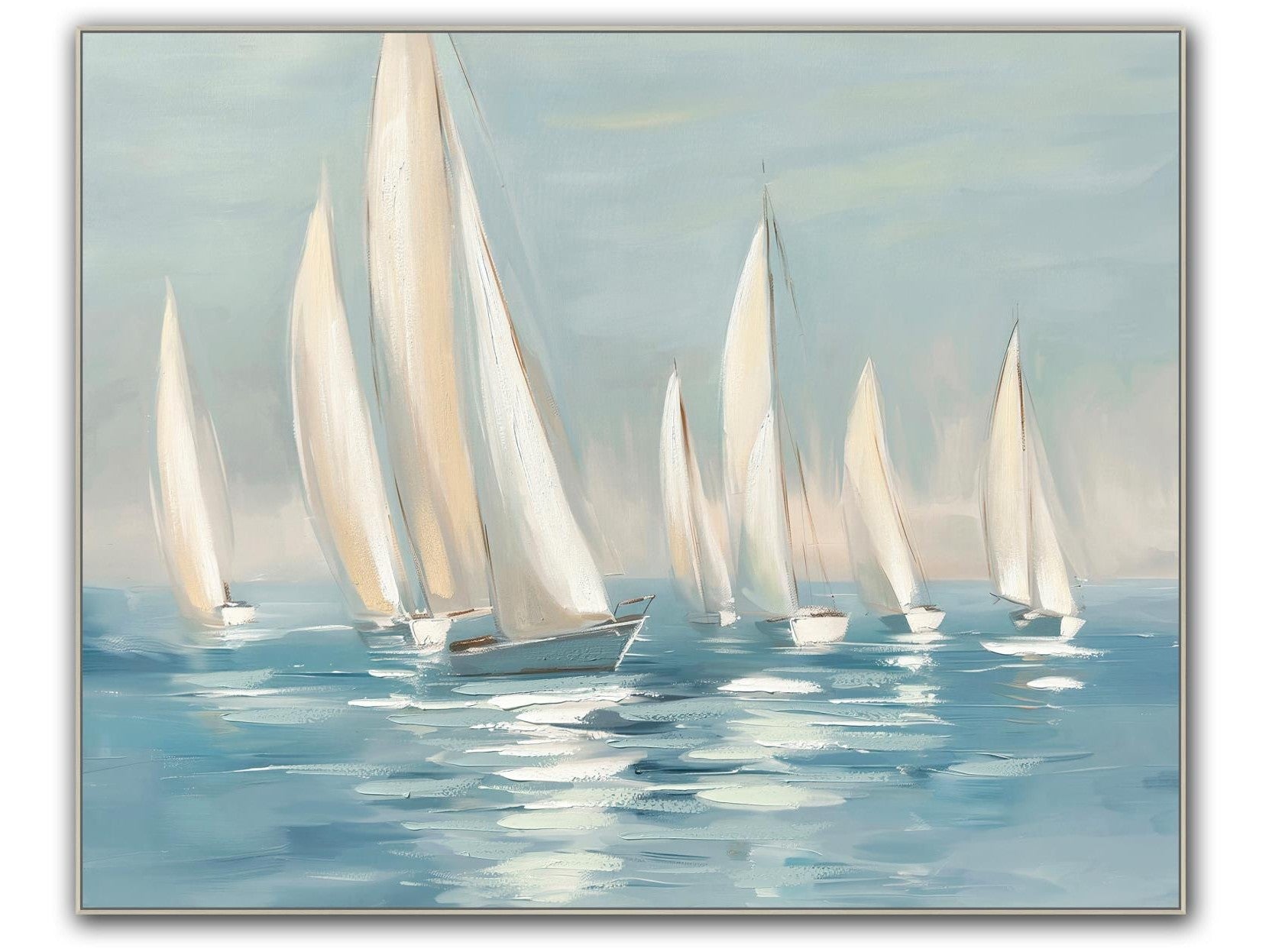 Sail Away Hand-painted Canvas in Frame Wall Art - Ornate Home