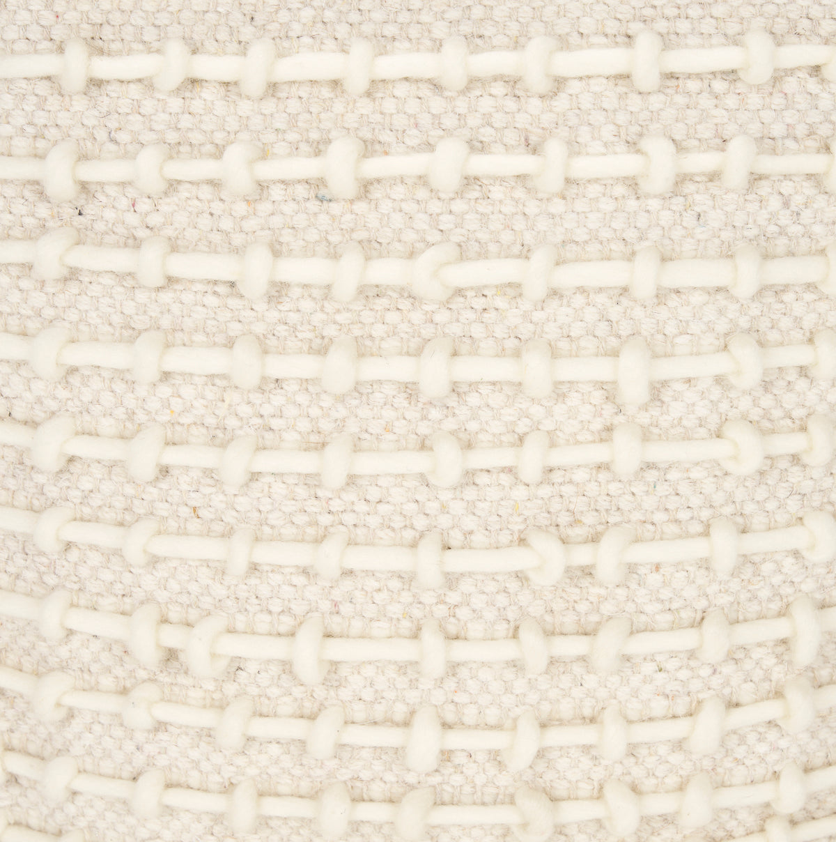 Sakaye Beige/Cream Stitched Patterned Pouf - Ornate Home