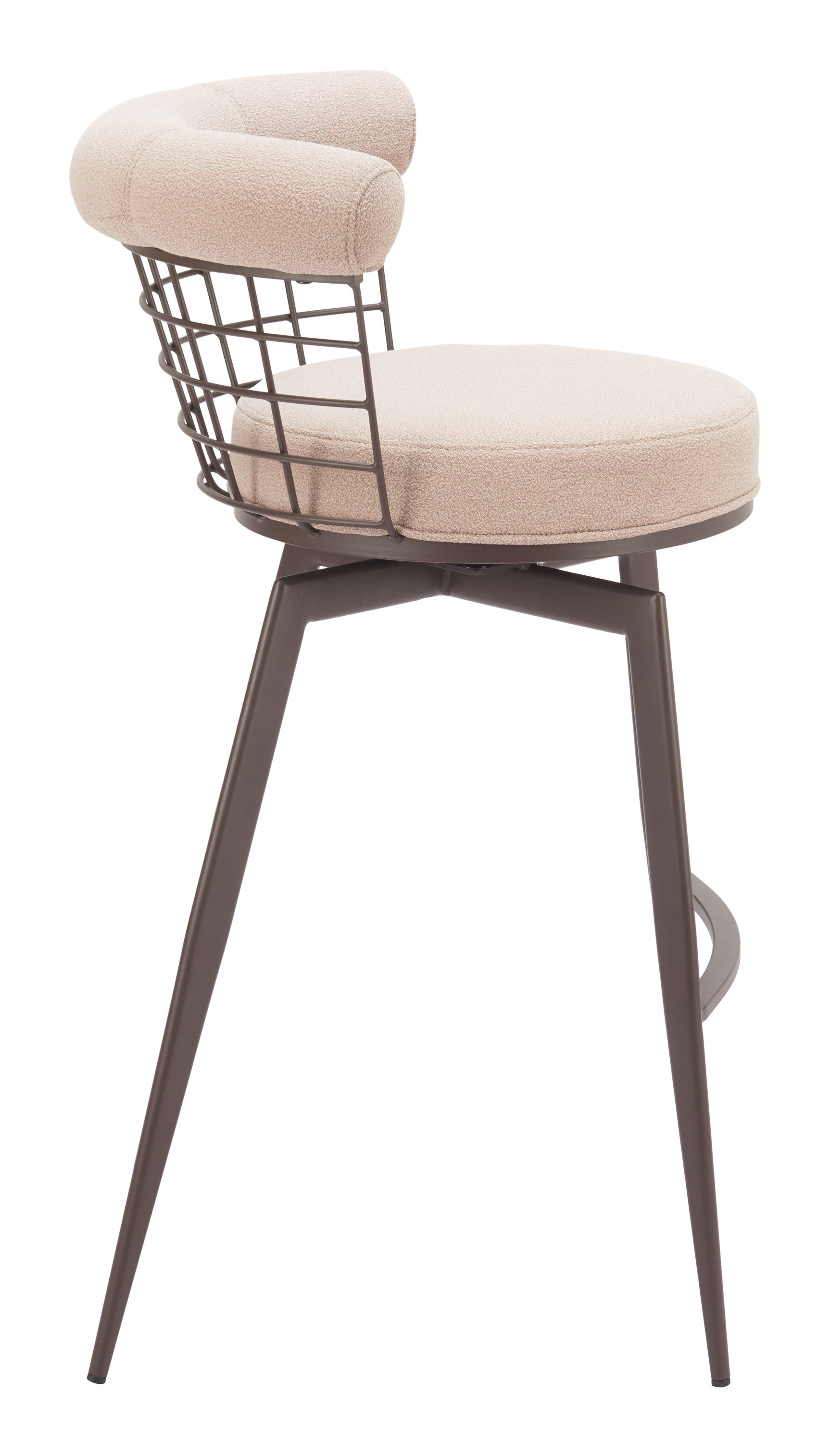 Saku Beige & Brown Swivel Barstool