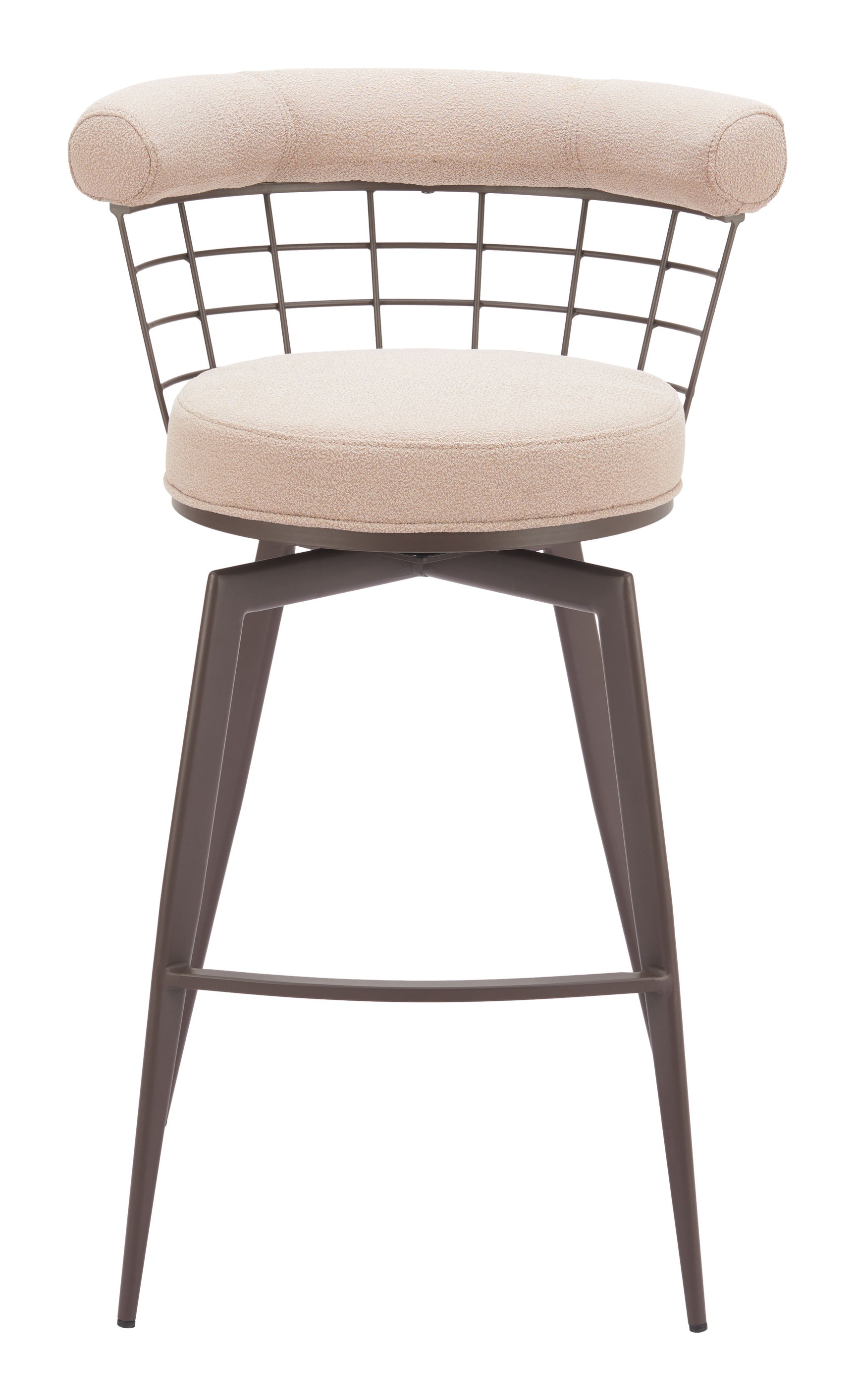 Saku Beige & Brown Swivel Barstool