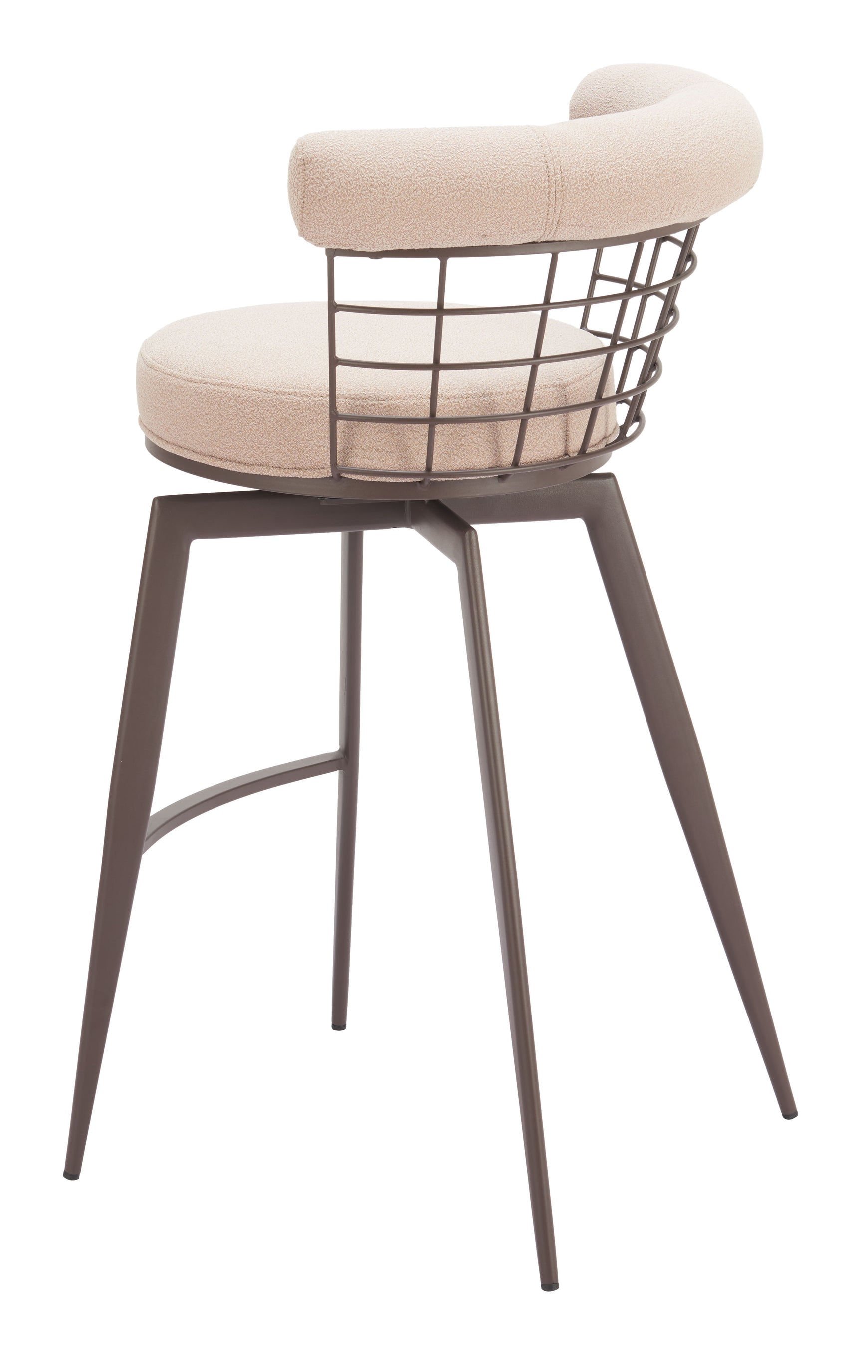 Saku Beige & Brown Swivel Barstool