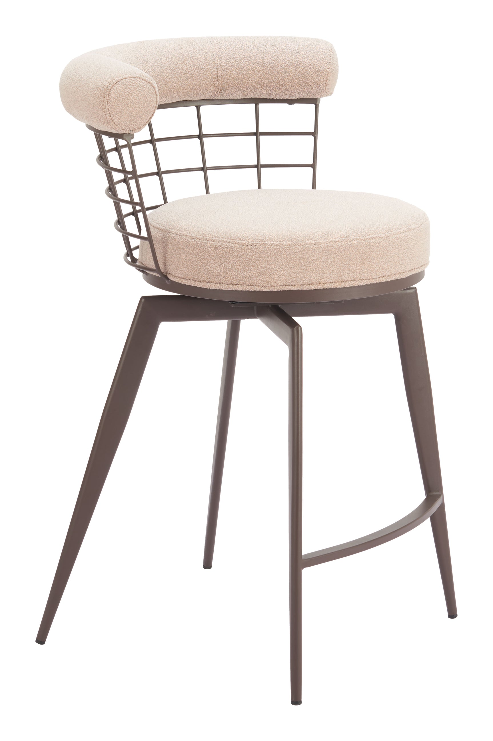 Saku Beige & Brown Swivel Counter Stool