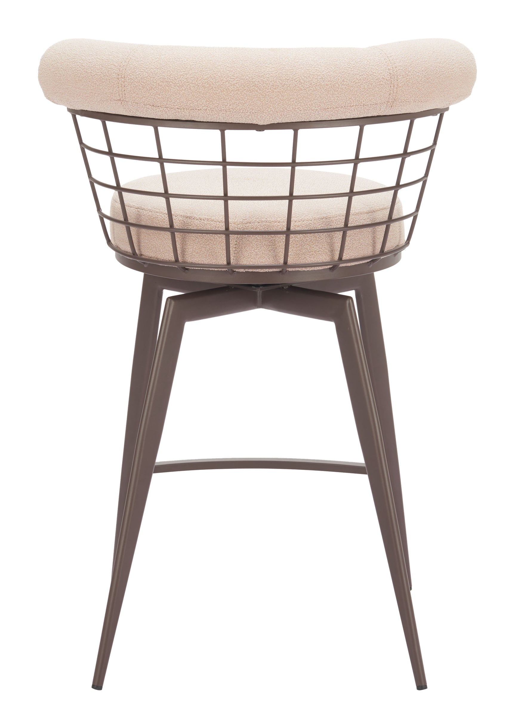 Saku Beige & Brown Swivel Counter Stool