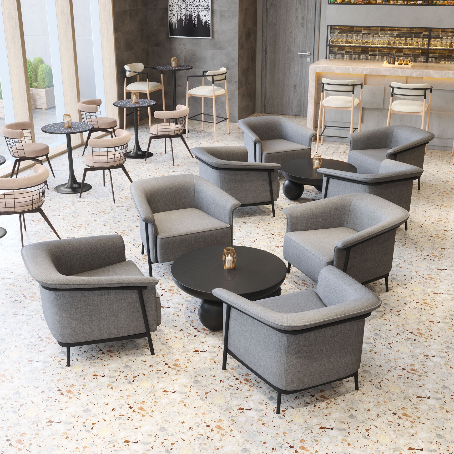 Saku Beige & Brown Swivel Dining Chair