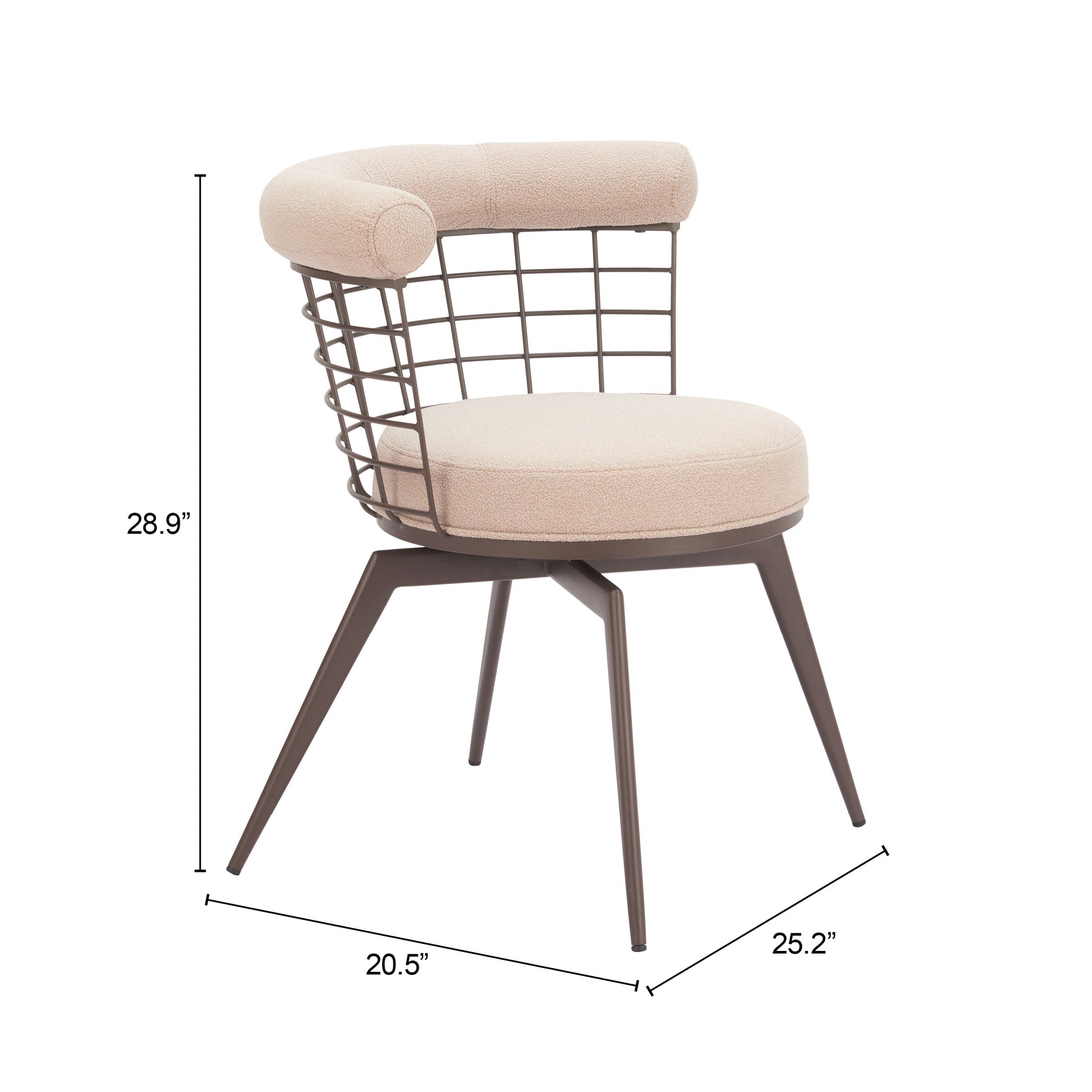 Saku Beige & Brown Swivel Dining Chair