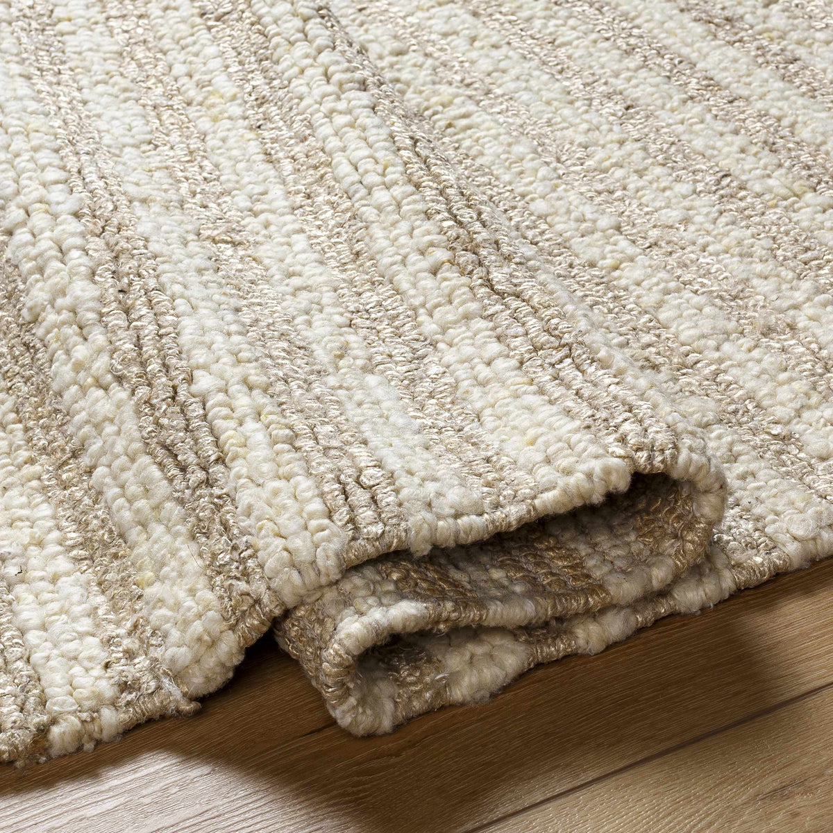 Saku Cream Striped Wool Rug - Clearance - Ornate Home