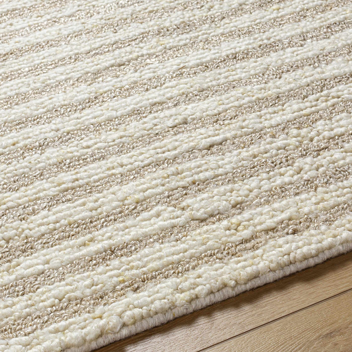 Saku Cream Striped Wool Rug - Clearance - Ornate Home