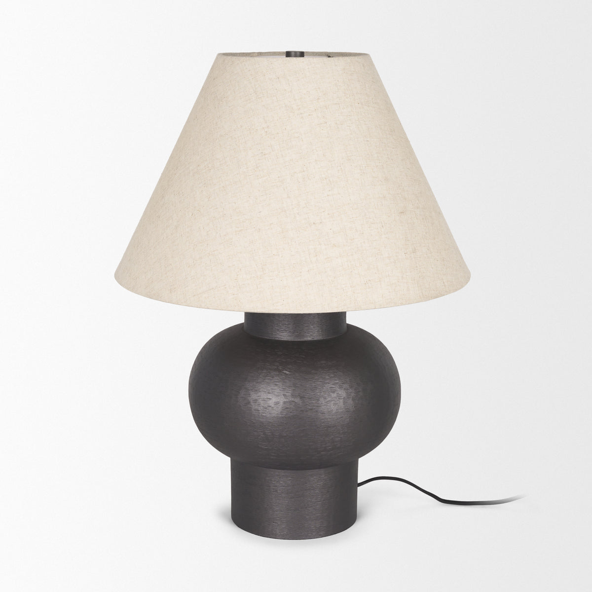 Salaah Black/Beige Brushed Metal Table Lamp - Ornate Home