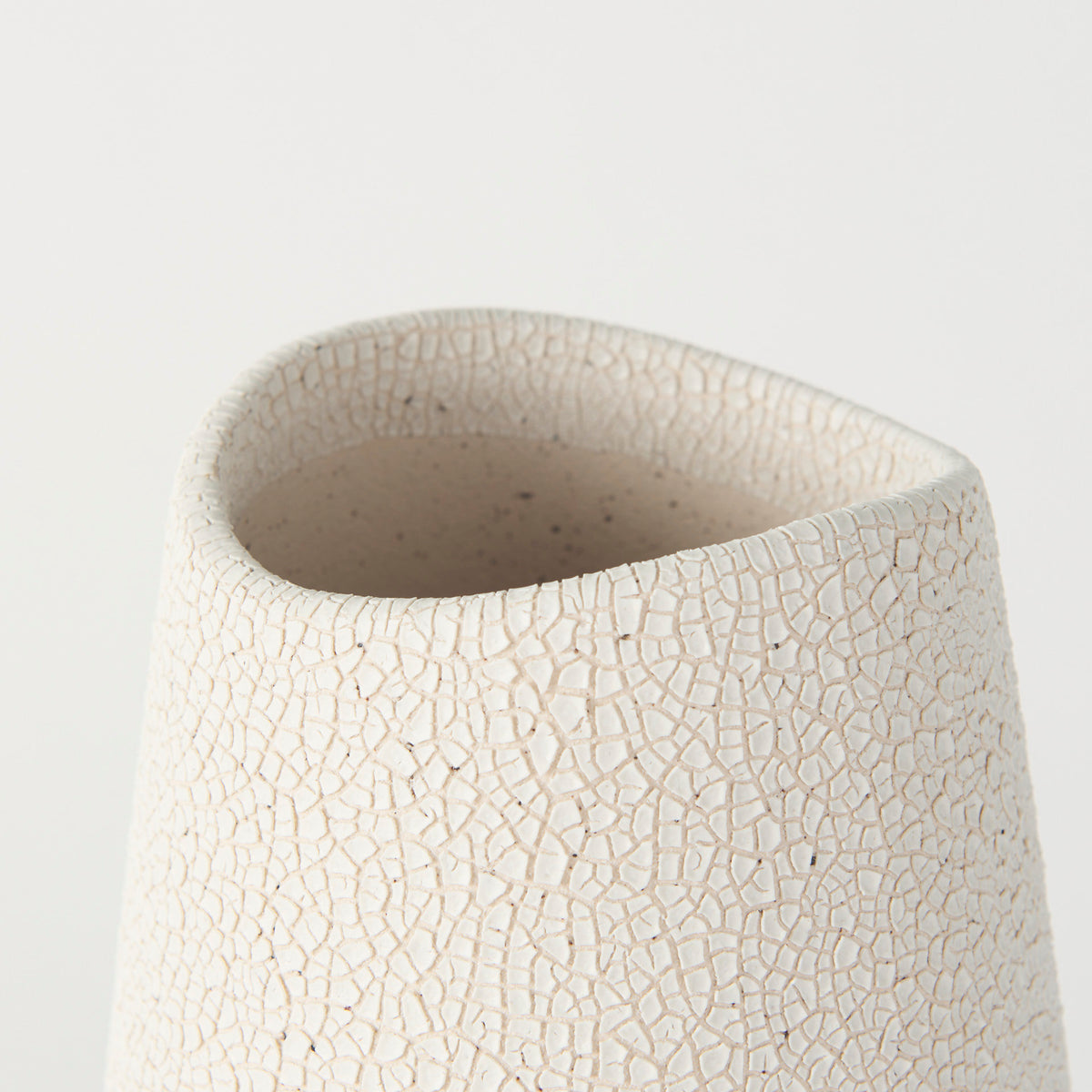Salar Cream Conical Crackled Ceramic Vase - Ornate Home