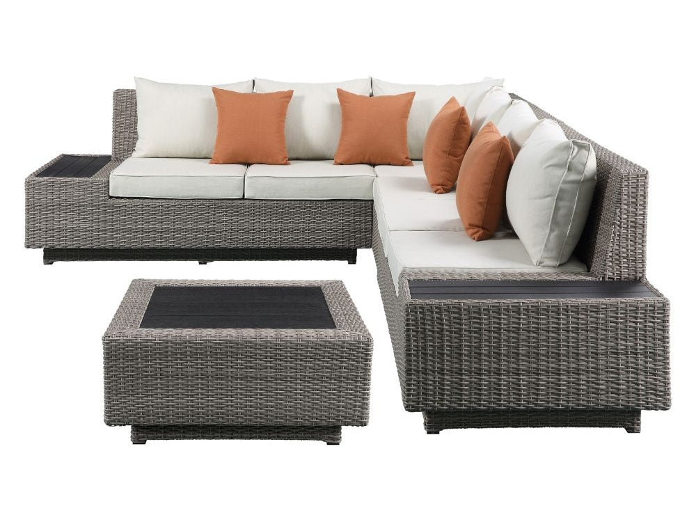 Salena Beige/Gray Patio Sectional w/ Cocktail Table - Ornate Home