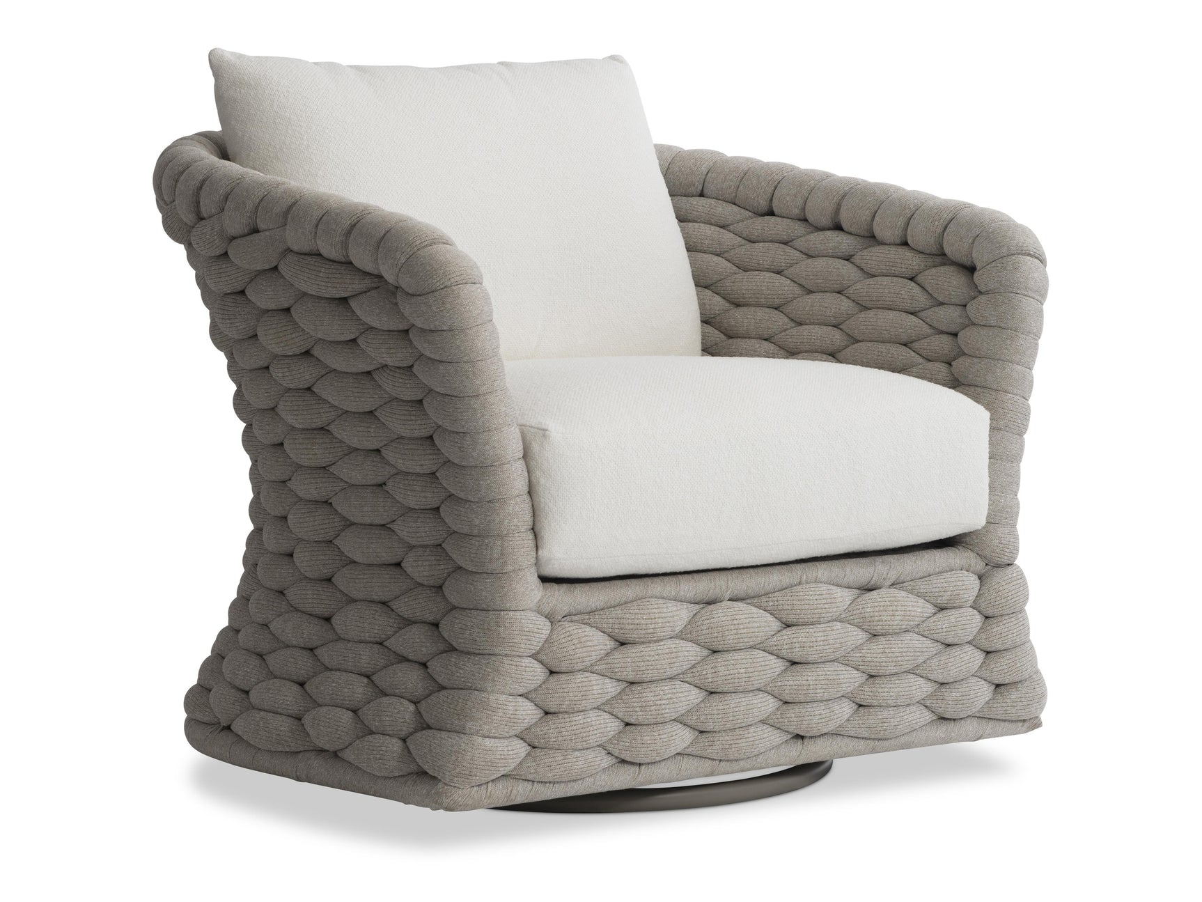 Salinas Driftwood/White/Cream Outdoor Swivel Chair - Ornate Home