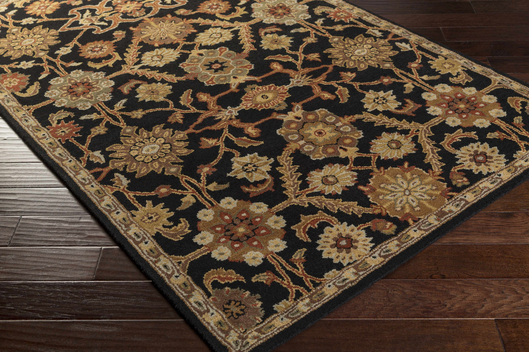 Salix Hand Tufted Black Wool Rug - Ornate Home