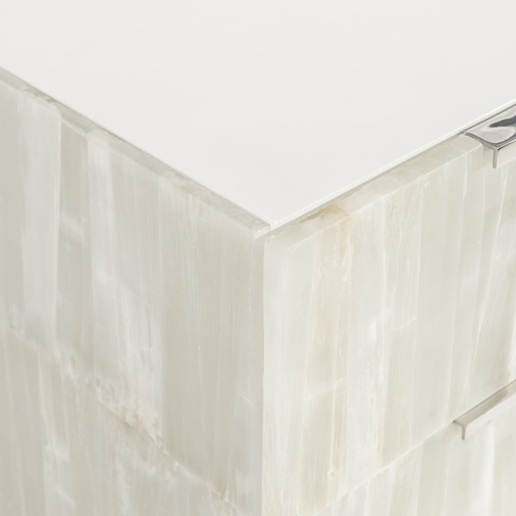 Salka White/Selenite Nightstand - Ornate Home