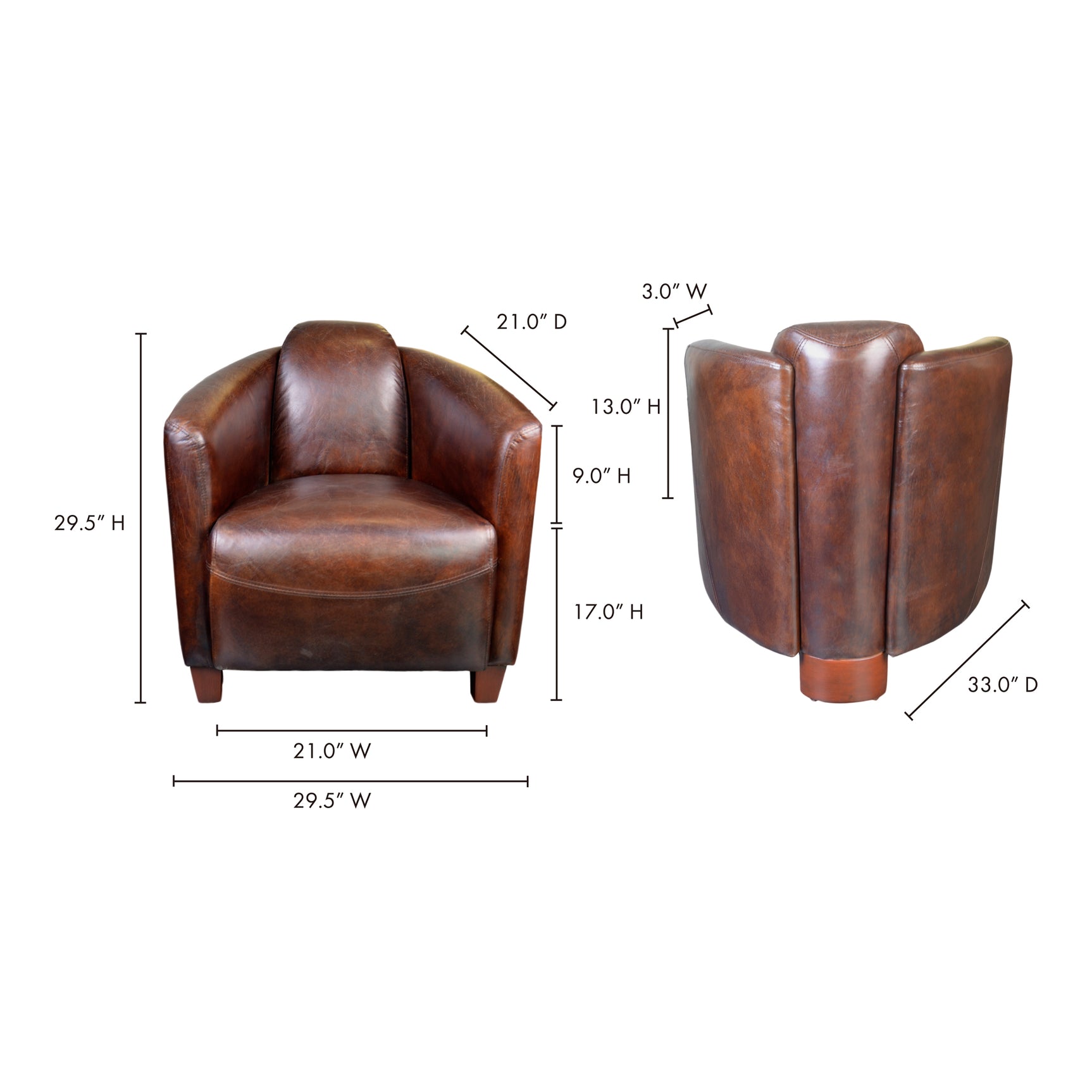Salzburg Dark Brown Leather Club Chair - Ornate Home