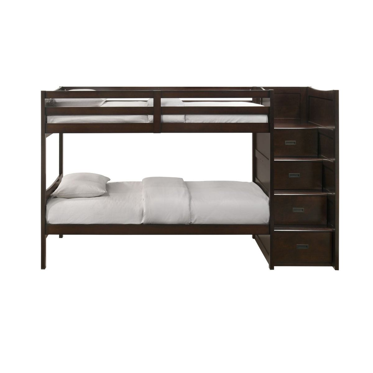 Sami Espresso Over Twin Step Bunk Bed with Right HB - Ornate Home