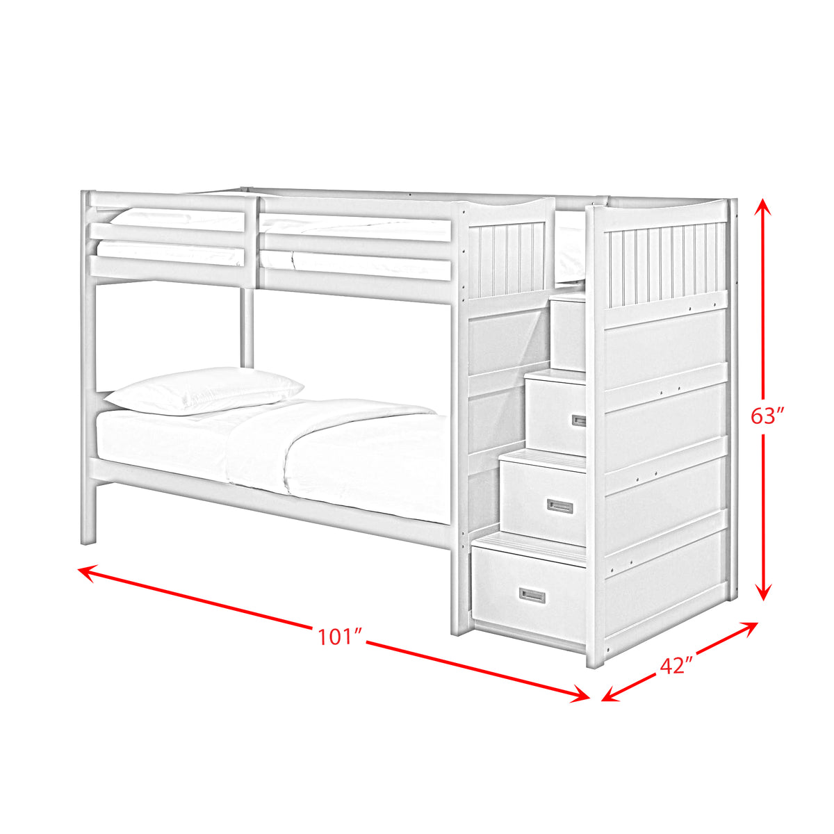 Sami Espresso Over Twin Step Bunk Bed with Right HB - Ornate Home