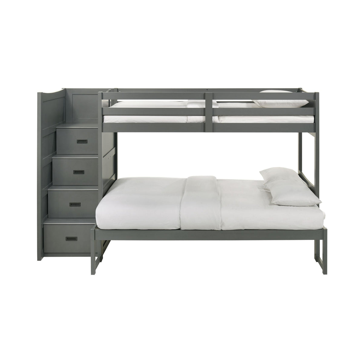 Sami Grey Twin Over Full Step Bunk Bed with Left HB - Ornate Home
