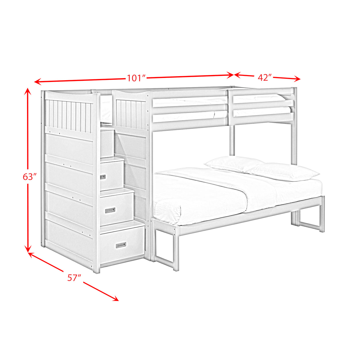 Sami Grey Twin Over Full Step Bunk Bed with Left HB - Ornate Home