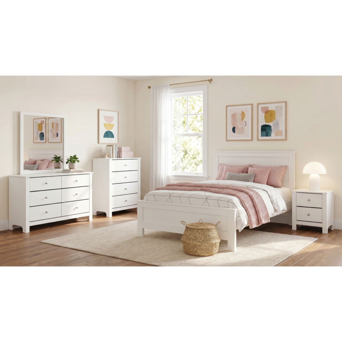 Sami White 3-Piece Youth Full Panel Bedroom Set - Ornate Home