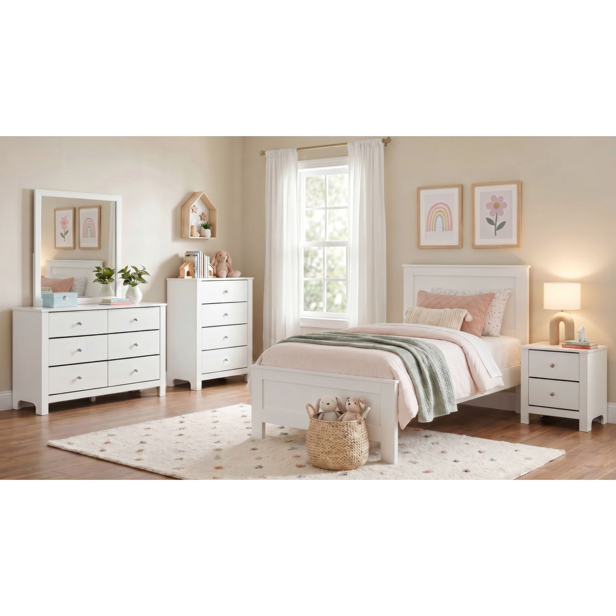 Sami White Youth 6-Drawer Dresser - Ornate Home