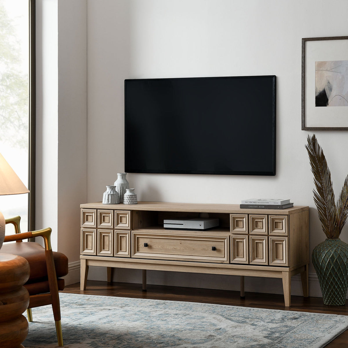 Samos Light Oak 59" TV Stand - Ornate Home