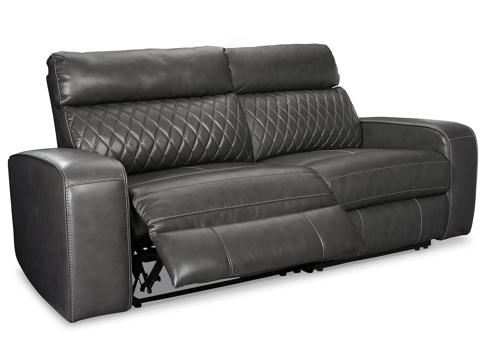 Samperstone Gray 2-Piece Power Reclining Sectional Loveseat - Ornate Home