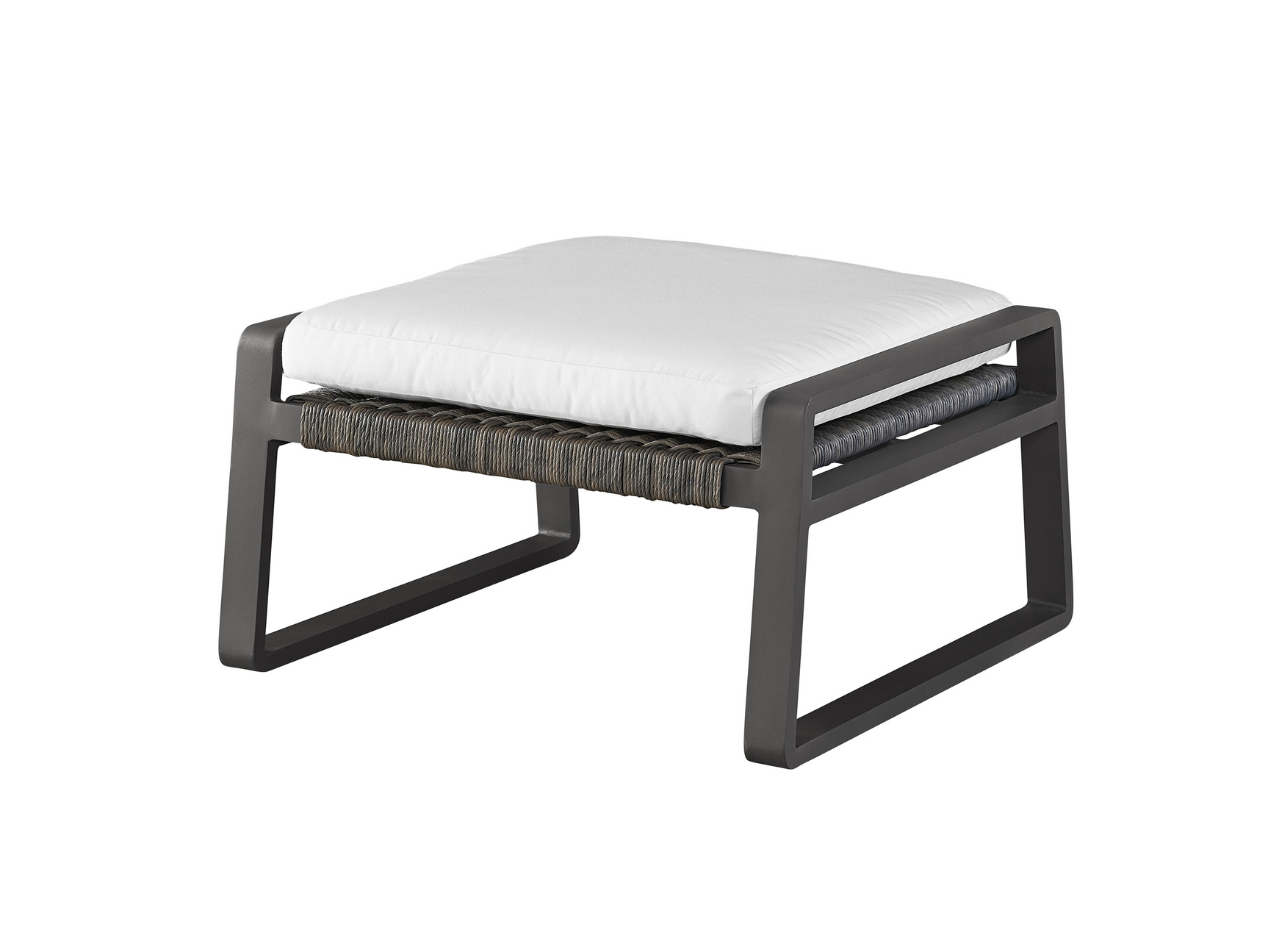 San Clemente Natural Teak/Carbon Aluminum/Brindle Wicker Ottoman - Ornate Home