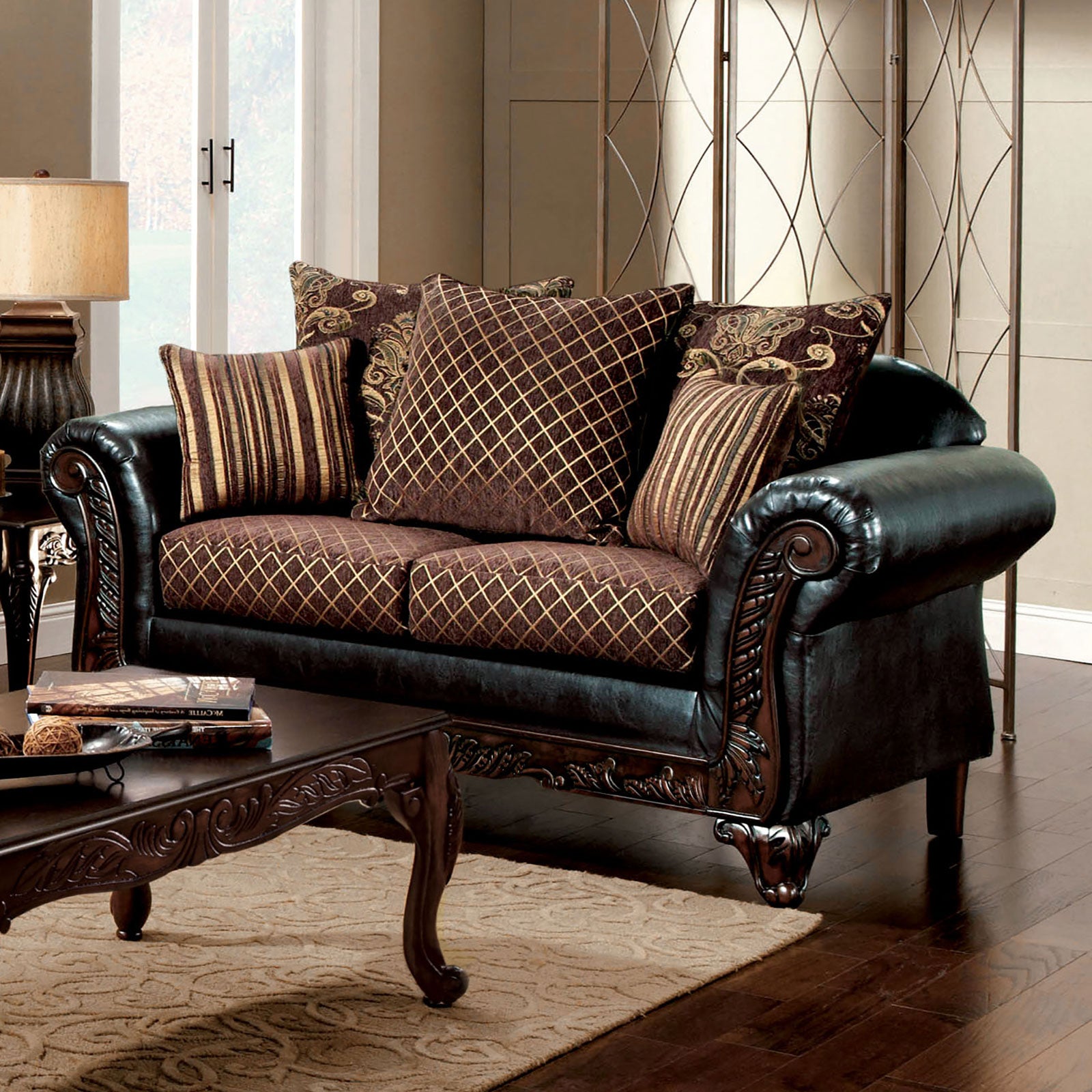 San Roque Brown/Espresso/Dark Cherry Sofa & Loveseat - Ornate Home