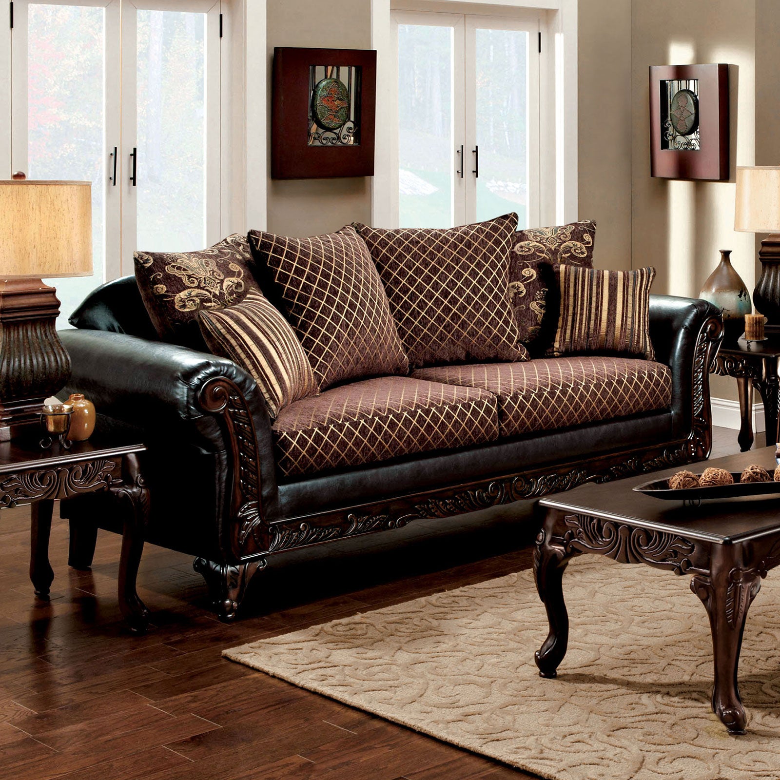San Roque Brown/Espresso/Dark Cherry Sofa & Loveseat - Ornate Home