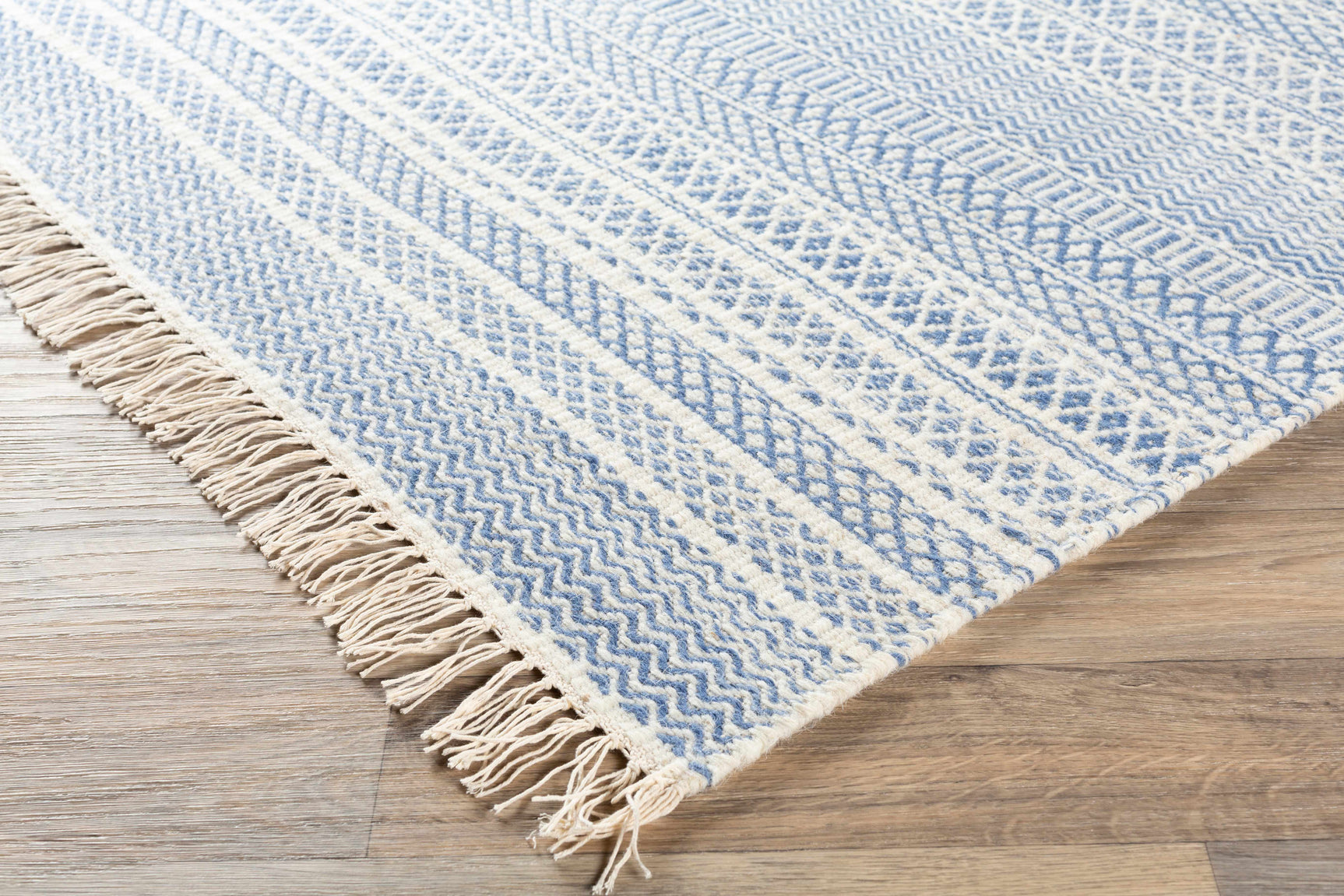 Sanc Blue/Cream Flatweave Wool Rug - Clearance - Ornate Home