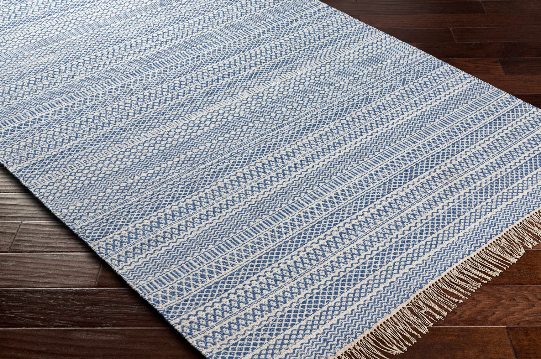 Sanc Blue/Cream Flatweave Wool Rug - Clearance - Ornate Home