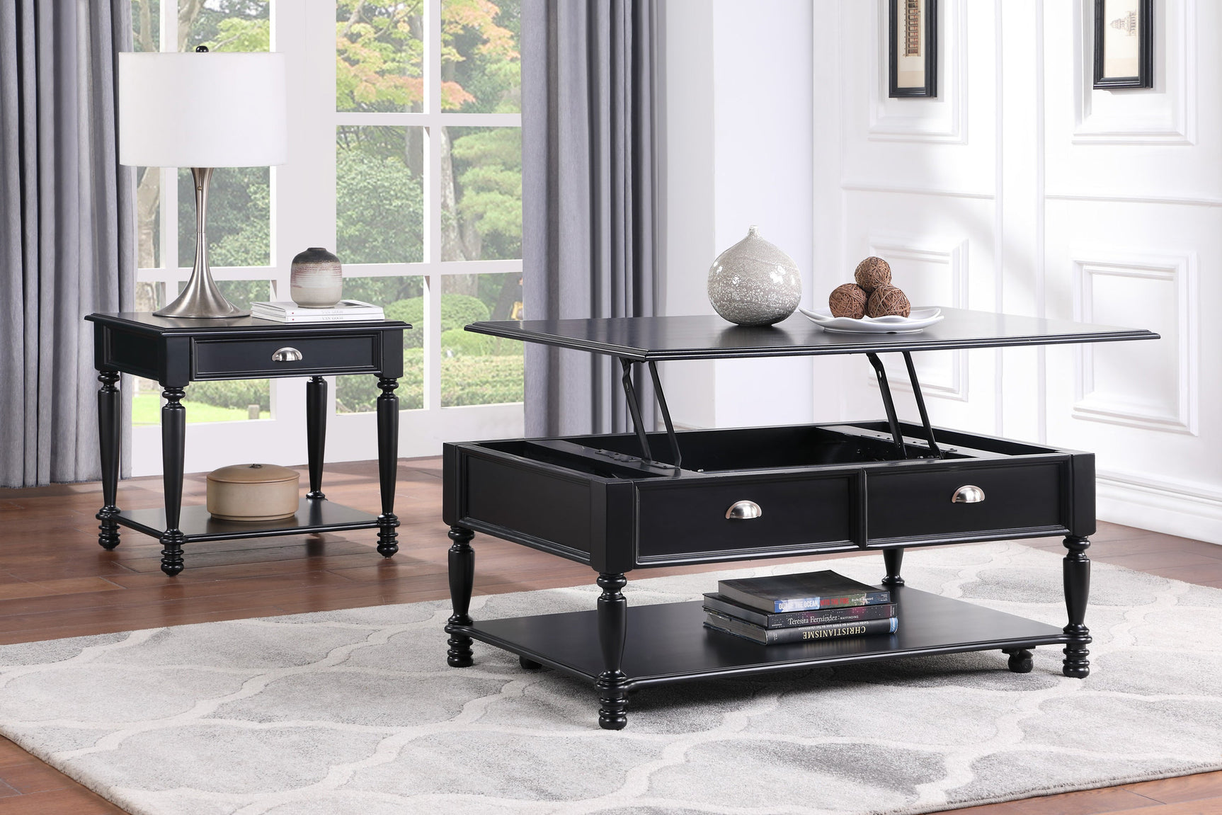 Sanders Black Lift Top Cocktail Table - Ornate Home