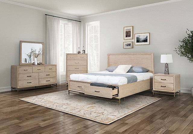 Sandnes Light Oak Queen Bed w/ FB Storage - Ornate Home