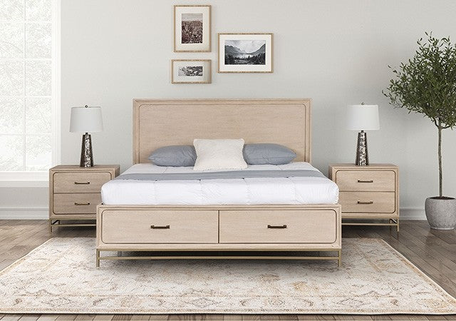Sandnes Light Oak Queen Bed w/ FB Storage - Ornate Home