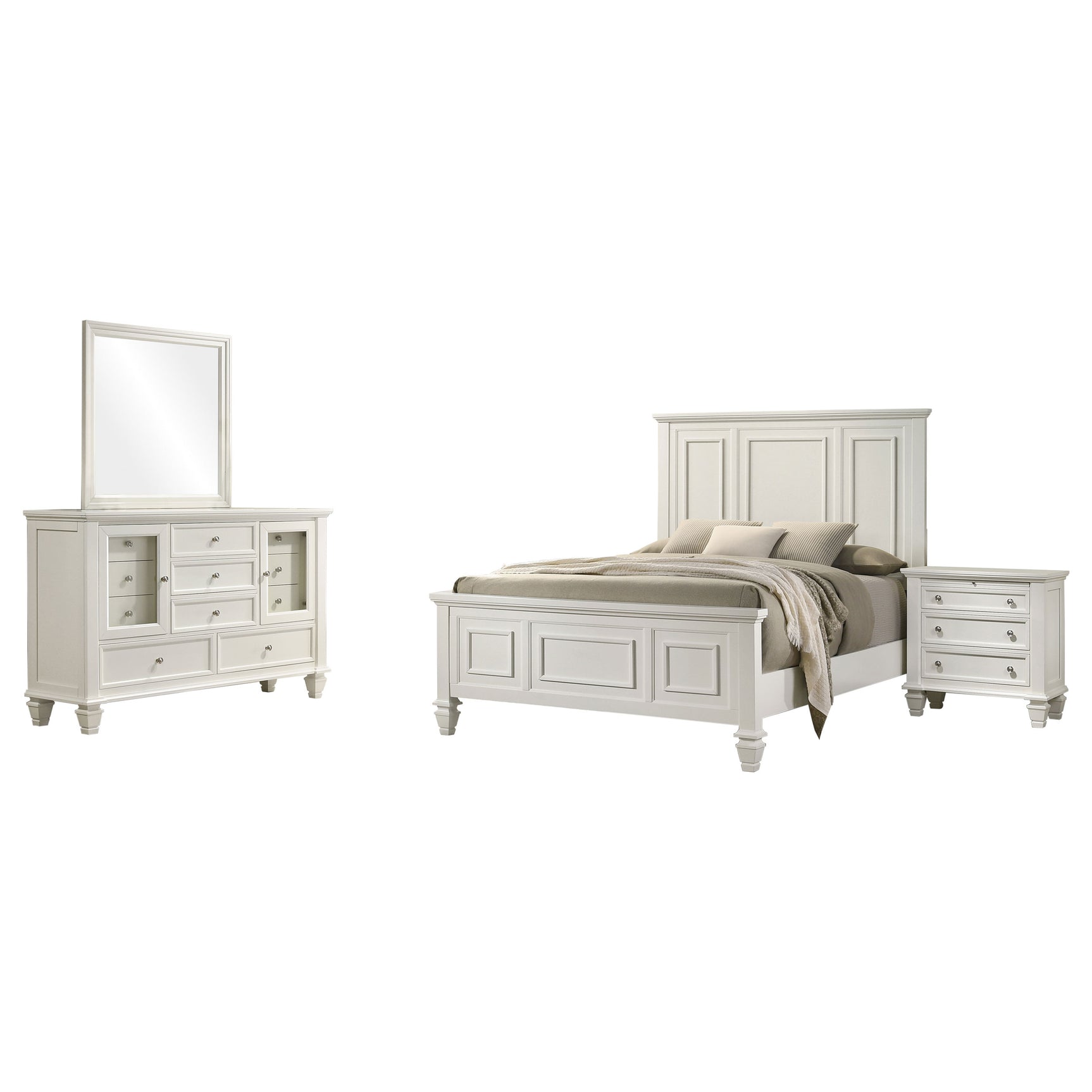 Sandy Beach Cream White 4-piece Eastern King Bedroom Set - Ornate Home