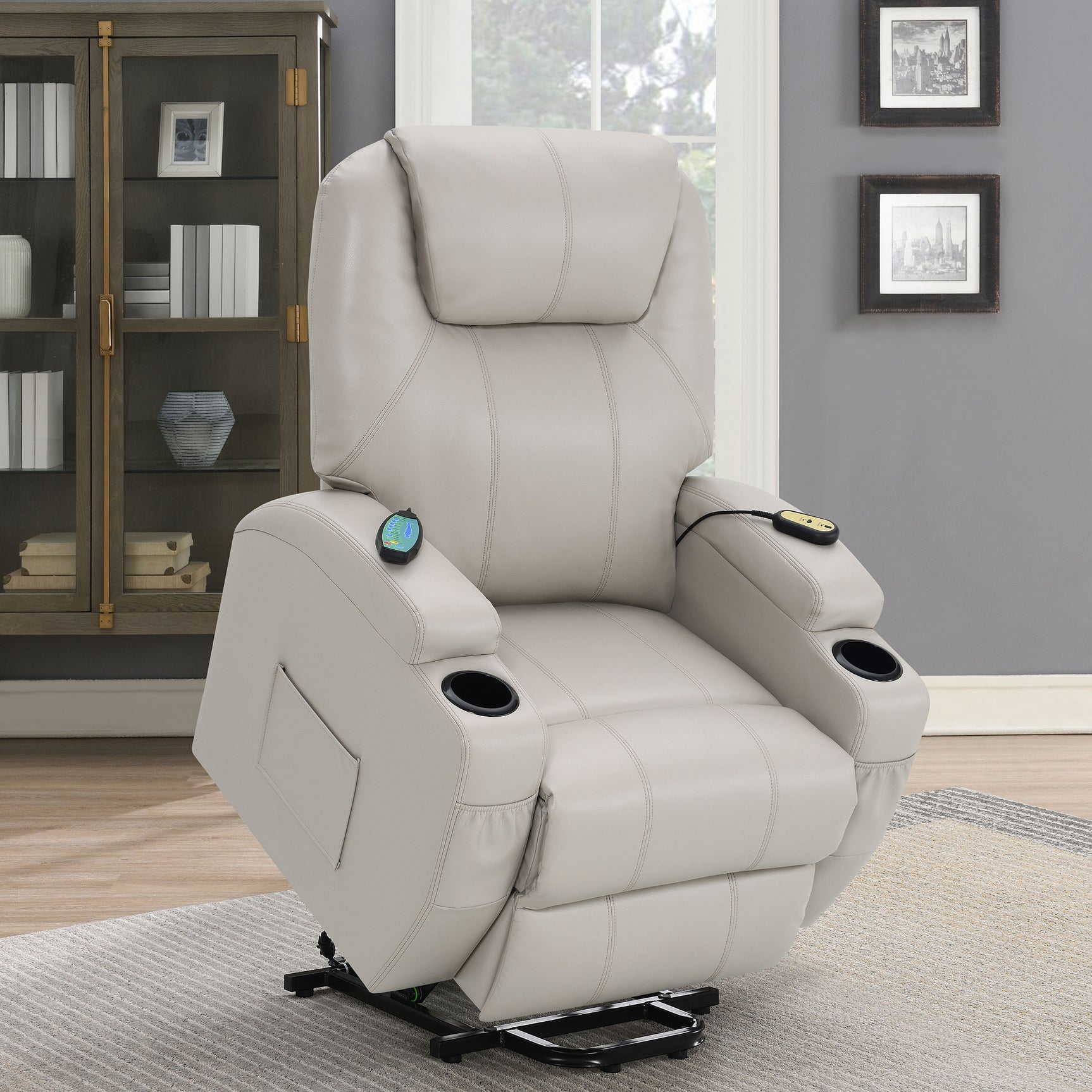 Sanger Champagne Power Lift Recliner - Ornate Home