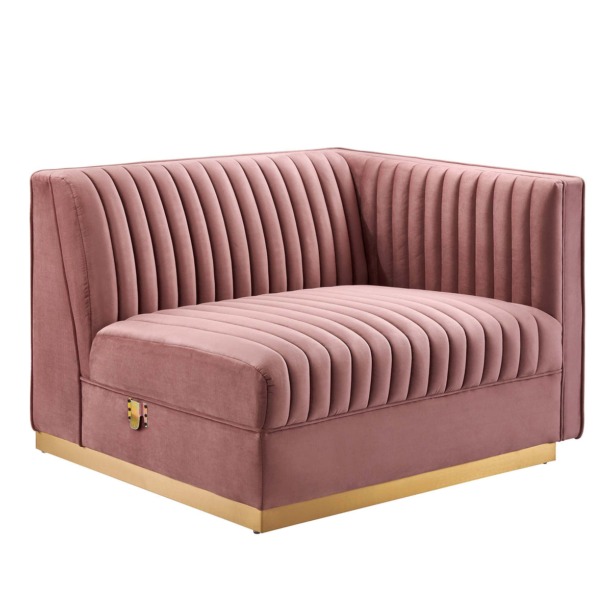 Sanguine Dusty Rose Channel Tufted Performance Velvet 4-Seat Modular Sectional Sofa - Ornate Home