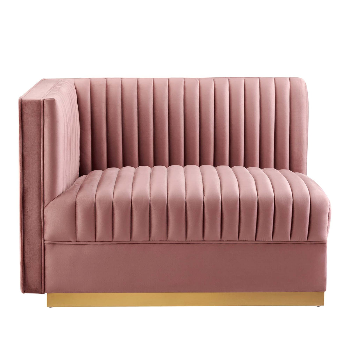 Sanguine Dusty Rose Channel Tufted Performance Velvet Modular Sectional Sofa Left-Arm Chair - Ornate Home