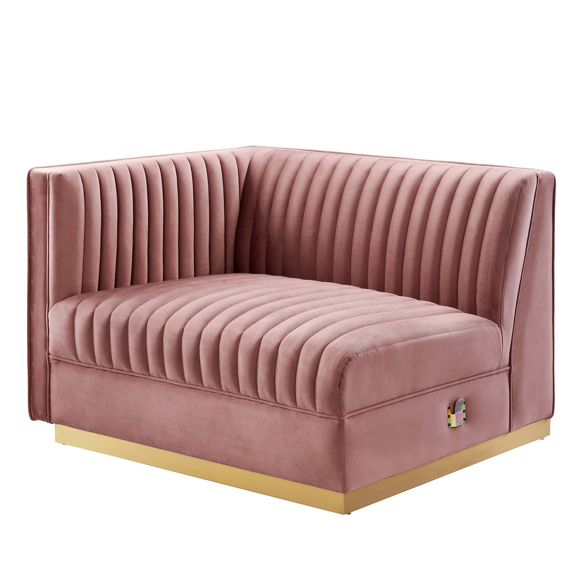 Sanguine Dusty Rose Channel Tufted Performance Velvet Modular Sectional Sofa Left-Arm Chair - Ornate Home