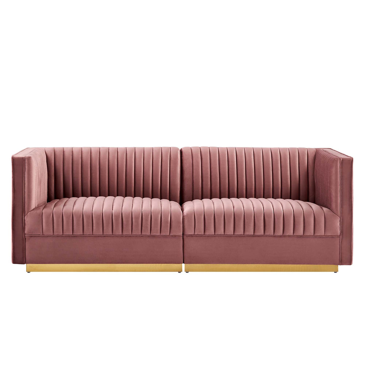 Sanguine Dusty Rose Channel Tufted Performance Velvet Modular Sectional Sofa Loveseat - Ornate Home