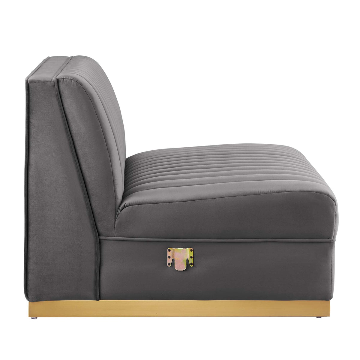 Sanguine Gray Channel Tufted Performance Velvet Modular Sectional Sofa Armless Chair - Ornate Home
