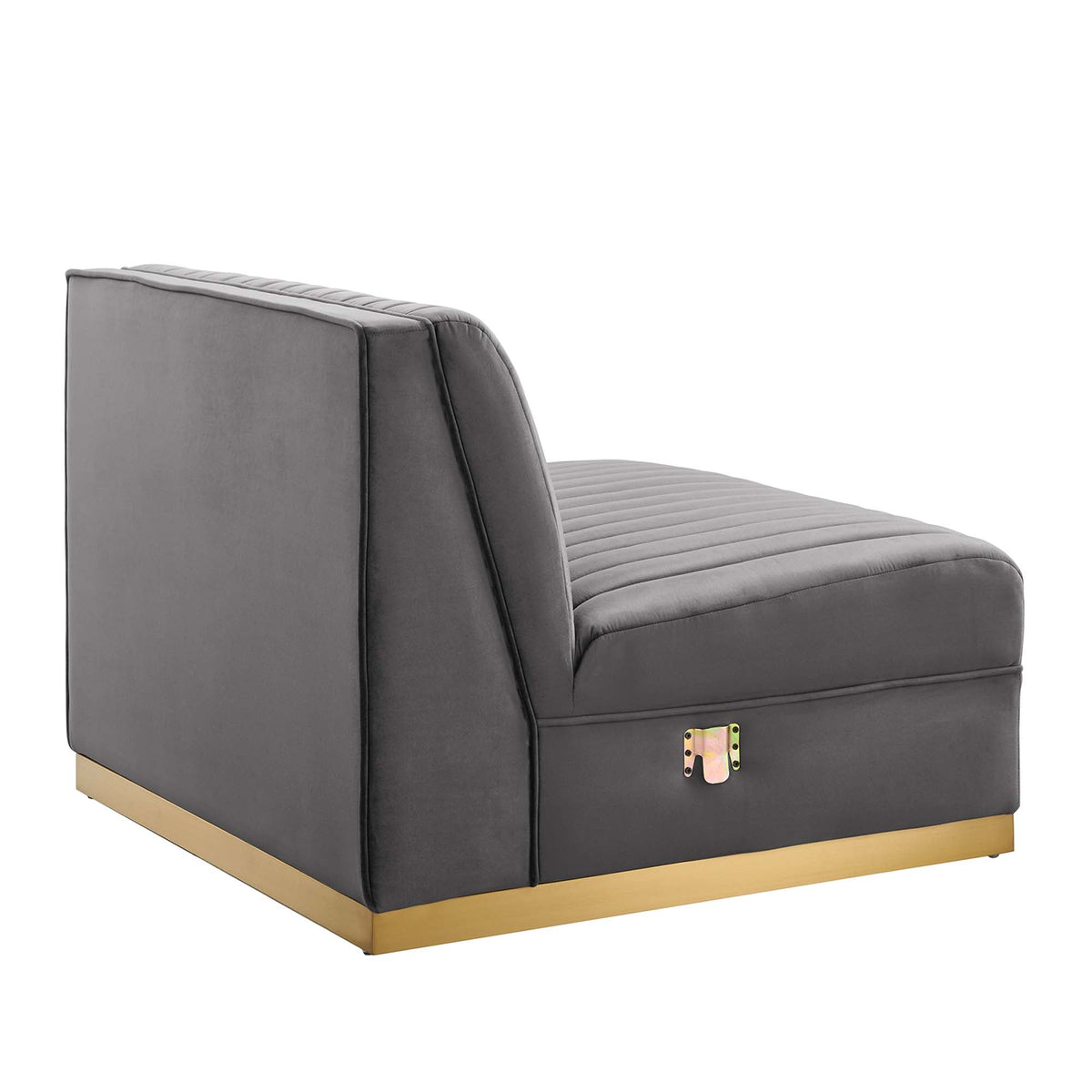 Sanguine Gray Channel Tufted Performance Velvet Modular Sectional Sofa Armless Chair - Ornate Home