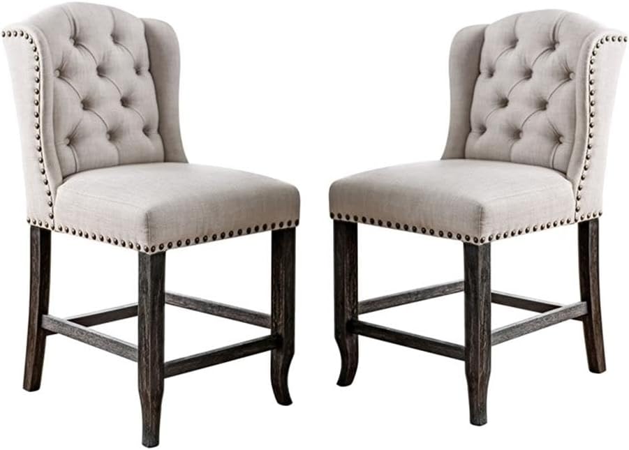 Sania Antique Black/Ivory 7 Pc. Counter Height Table Set - Ornate Home