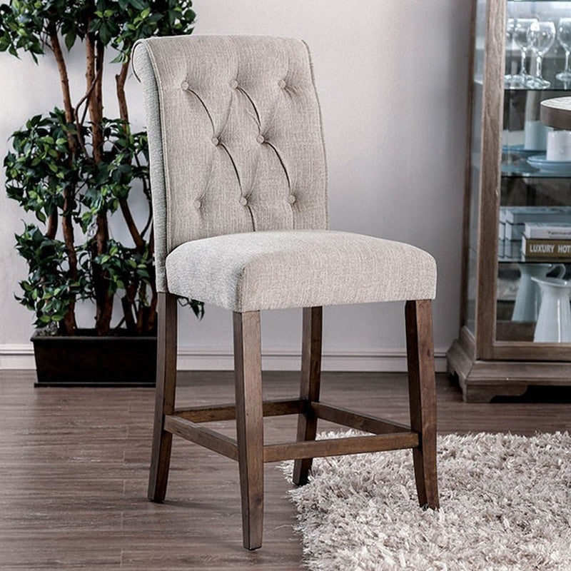 Sania Beige/Rustic Oak Counter Height Chair (Set of 2) - Ornate Home