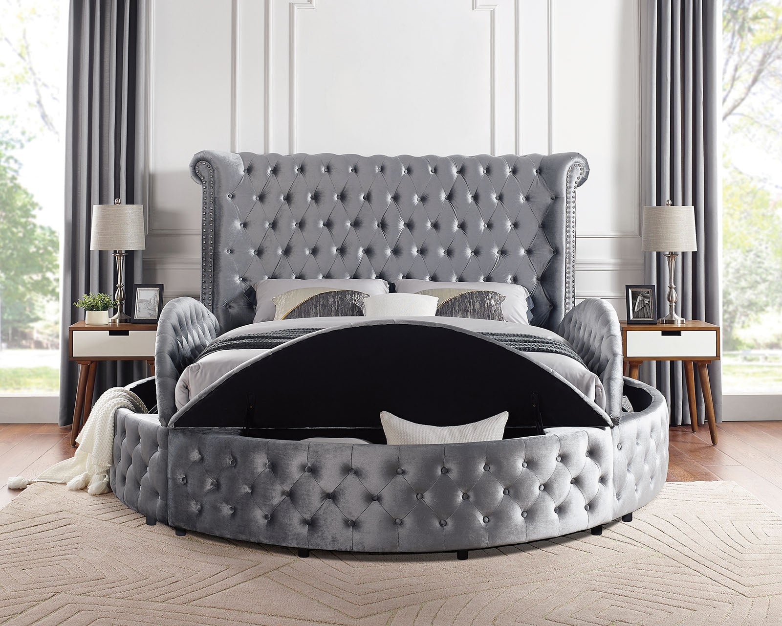 Sansom Gray 5 Pc. Queen Bedroom Set w/ 2NS - Ornate Home