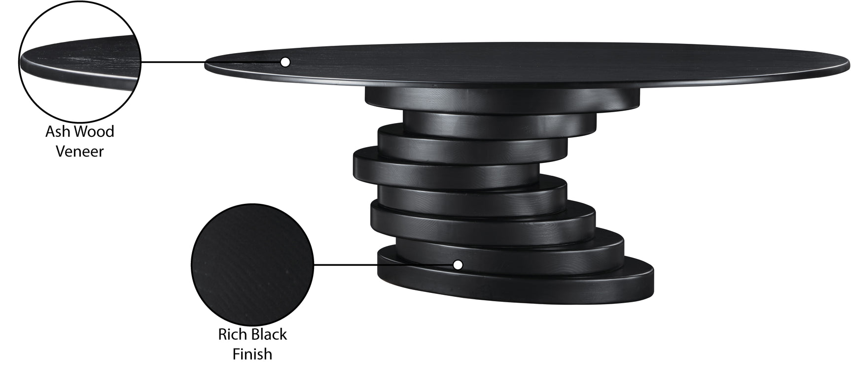 Santa Barbara Black 90" Ash Veneer Dining Table - Ornate Home