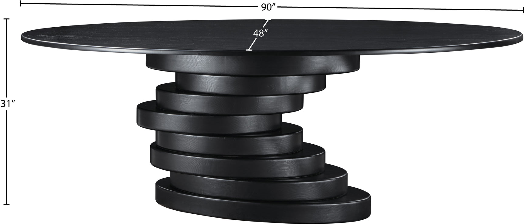 Santa Barbara Black 90" Ash Veneer Dining Table - Ornate Home